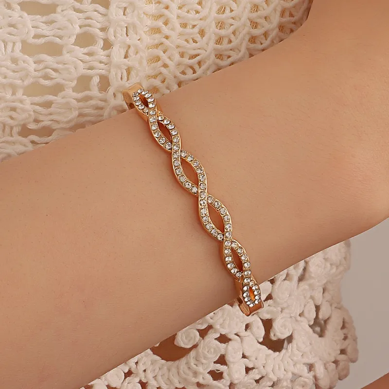Women Fashion Twist Hollow Cross Geometric Bracelet