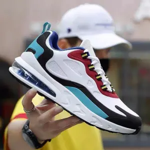 Men Fashion Colorblock Mesh Breathable Platform Low Top Lace Sneakers Air Shoes