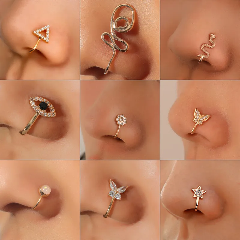 Unisex Fashion Creative Butterfly Floral Snake Nose Ring