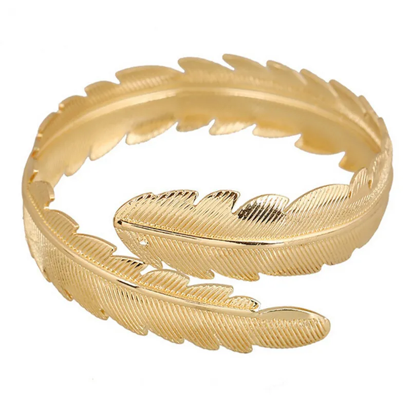 Women Fashion Exaggerated Metal Leaf Armband Bracelet