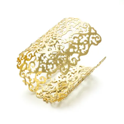 Women Simple Alloy U Shape Hollow Flower Bracelet