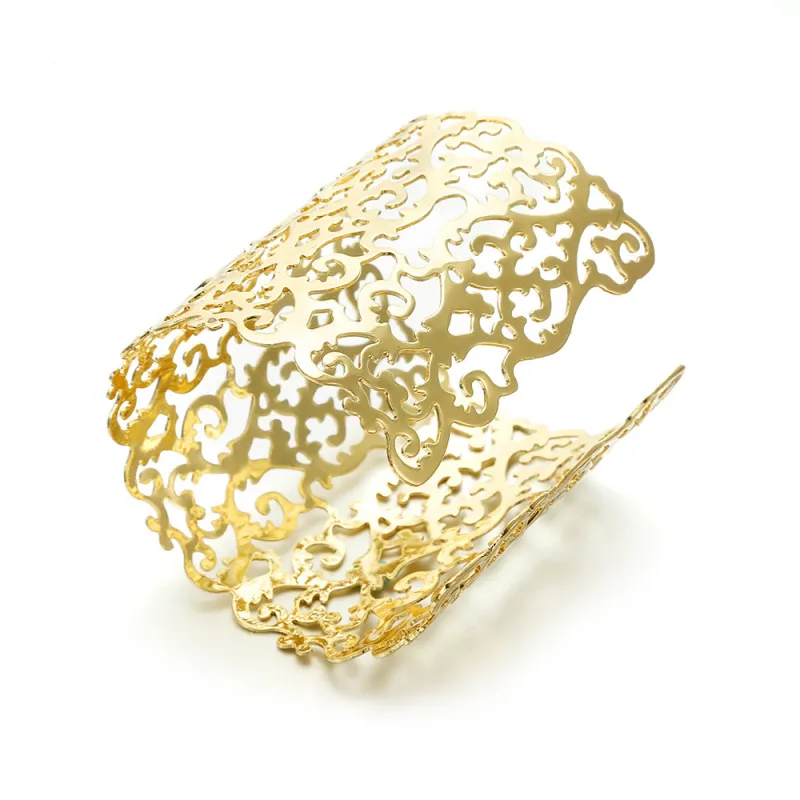 Women Simple Alloy U Shape Hollow Flower Bracelet