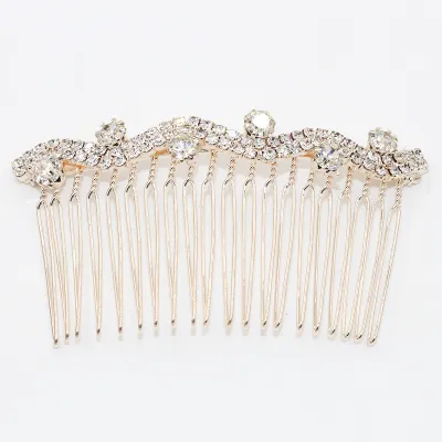 Women Fashion Simple Rhinestone Bow Heart-Shaped Diamond Bangs Hair Comb