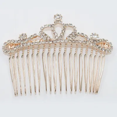 Women Fashion Simple Rhinestone Bow Heart-Shaped Diamond Bangs Hair Comb