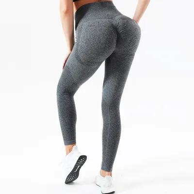 Women Seamless Dot Sports Running Fitness Pants Quick-Drying Yoga Leggings with Peach Hip Lift