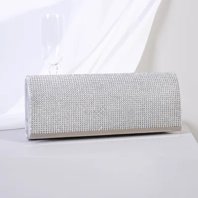 Women Rhinestone Decorative Flap Design Rectangular Dinner Bag