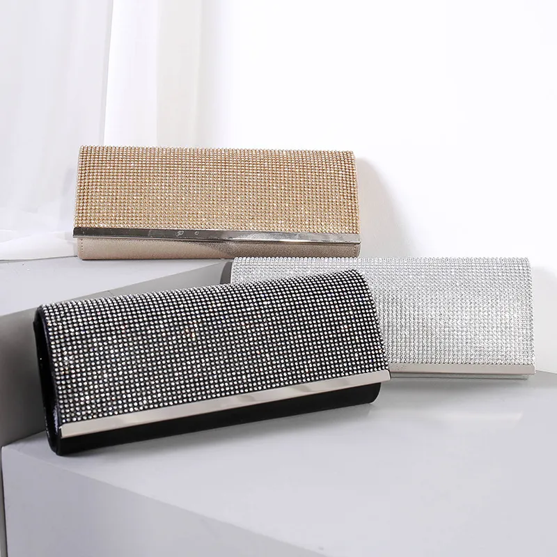 Women Rhinestone Decorative Flap Design Rectangular Dinner Bag