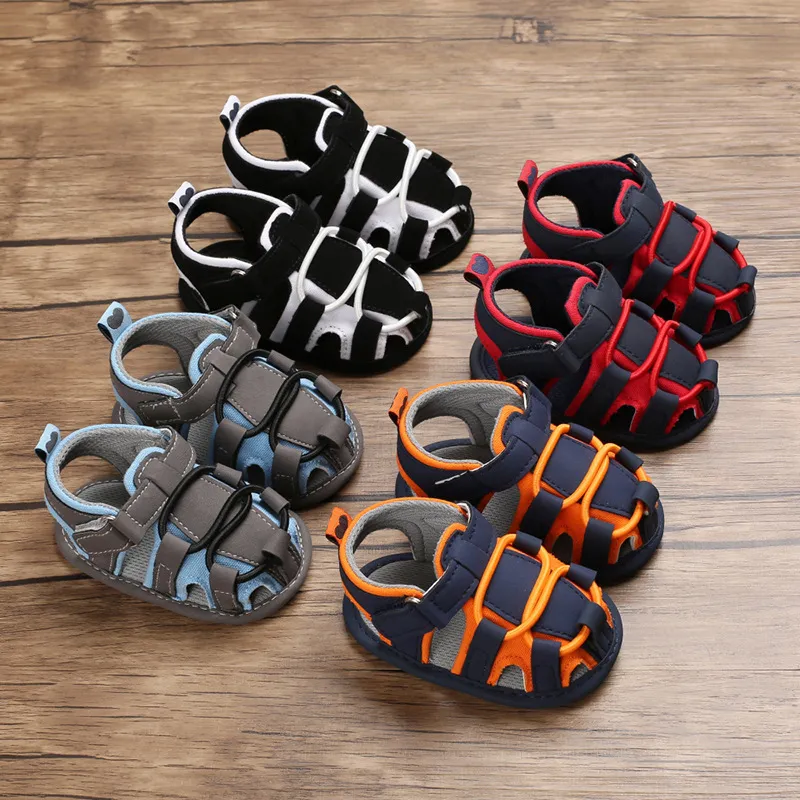 Baby Boy Basic Toe Contrast Soft Sole Sandals Low Top Cotton Leisure