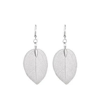 Women Fashion Retro Long Hollow Leaf Drop Earrings