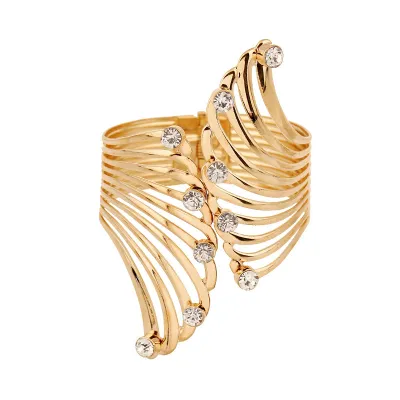 Women Fashion Exaggerated Metal Diamond Wings Crown Bracelet