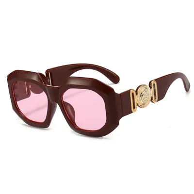 Women Fashion Irregular Shape Plastic Metal Frame Candy Color Sunglasses