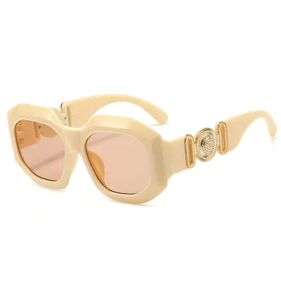 Women Fashion Irregular Shape Plastic Metal Frame Candy Color Sunglasses
