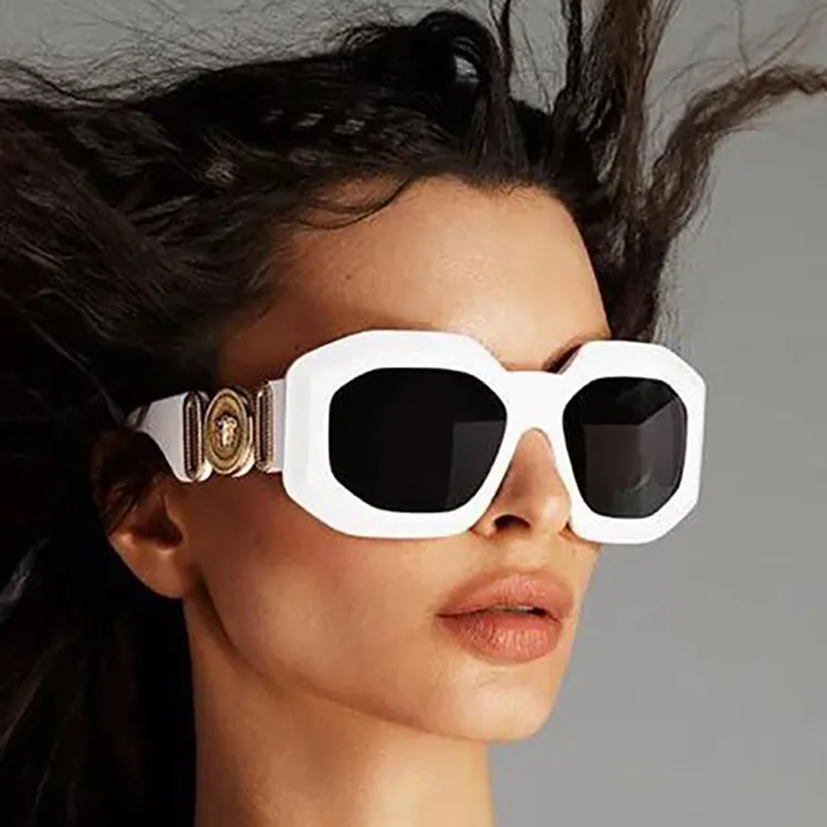 Women Fashion Irregular Shape Plastic Metal Frame Candy Color Sunglasses
