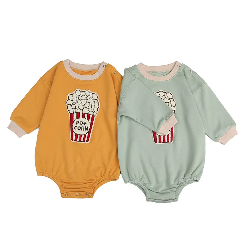 Baby Fashion Cute Full Soft Long Sleeve Chips Pattern Cotton Romper Pullover