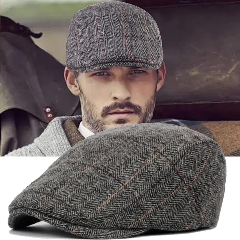 Men Classic Colorblock Plaid Beret
