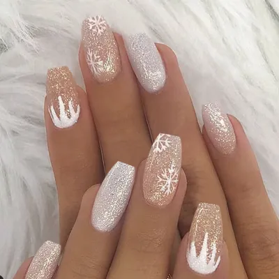 Snowflake Silver Flash Gradient Christmas Finished Fake Nails 24 Pieces