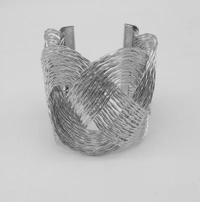 Women Fashion Exaggerated Boho Punk Metal Braided Open Bracelet