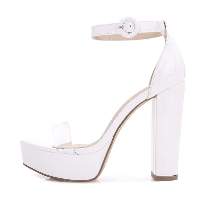 Women Fashion Buckle Design Platform Chunky Heel Sandals