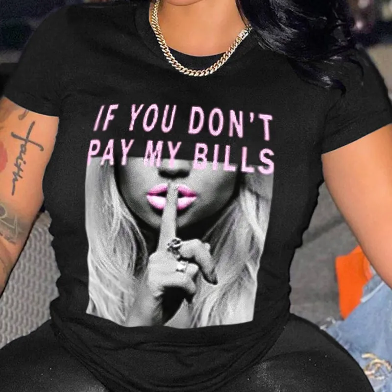 Women Casual Loose Plus Size Round Neck Short-Sleeved Graphic Printed T-Shirt