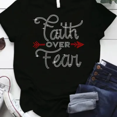 Women Casual Loose Plus Size Round Neck Short-Sleeved Diamond Lettering Graphic T-Shirt