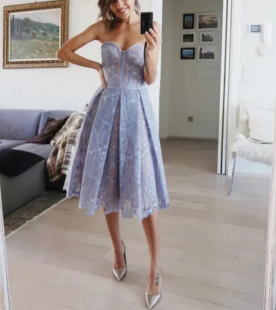Tube Top Floral Sexy Women Elegant Christmas New Year Party Evening Cocktail Midi Dress