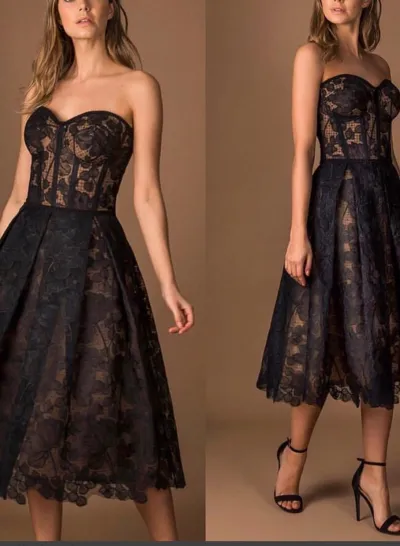 Tube Top Floral Sexy Women Elegant Christmas New Year Party Evening Cocktail Midi Dress