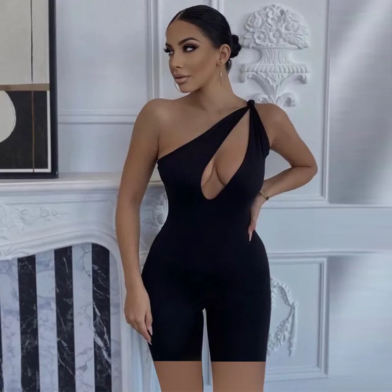 Women Edgy Sexy Solid Color Summer High Waist Sleeveless Rompers