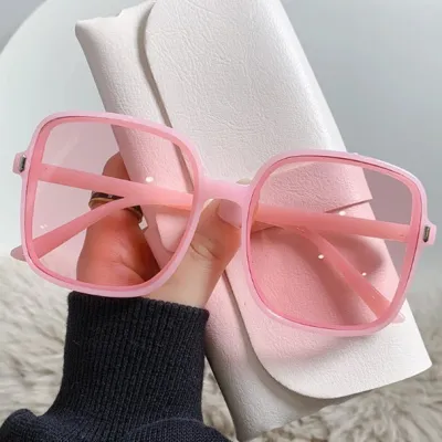 Women Retro Rice Nail Square Frame Gradient Sunglasses