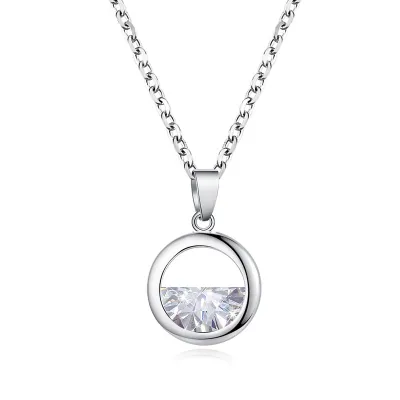 Women's Simple Fashion Copper Zircon Half Circle Earring Necklace