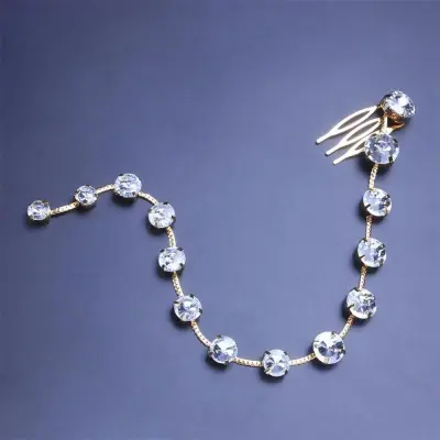 Women Fashion Simple Geometric Alloy Rhinestone Long Tassel Multicolor Headdress