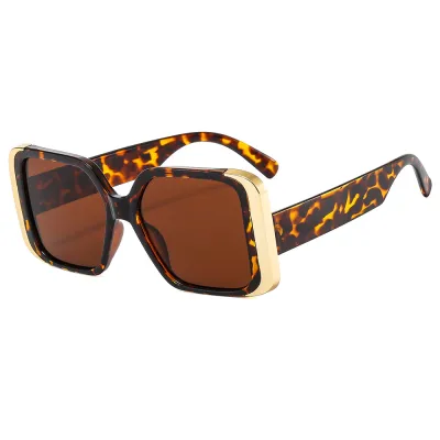 Women Fashion Square Plastic + Metal Frame Sunglasses