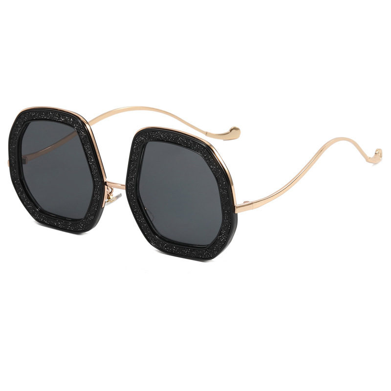 Wholesale Women Fashion Polygon Diamond Frame Metal Temple