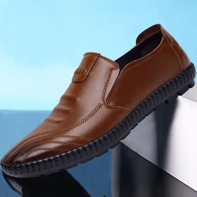 Men Casual Business Solid Color Low Top Round Toe Soft Sole Oxford Shoes