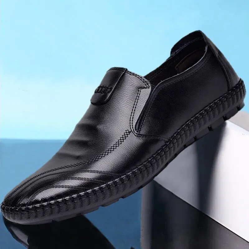 Men Casual Business Solid Color Low Top Round Toe Soft Sole Oxford Shoes