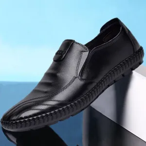 Men Casual Business Solid Color Low Top Round Toe Soft Sole Oxford Shoes