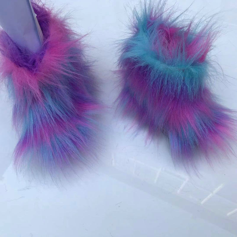 Furry rainbow clearance boots