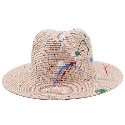 Summer Hand-Painting Graffiti Straw Woven Sun Hat