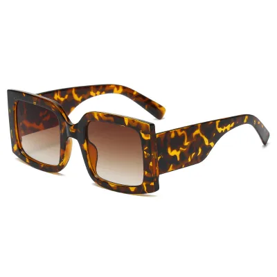 Women Fashion Large Square Frame Wide Temple PC Sunglasses