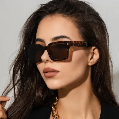 Women Retro Small Square Frame PC Lens Sunglasses Rice Nail