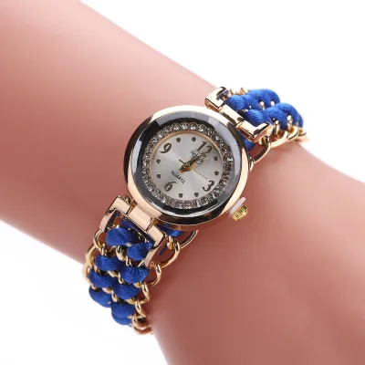 Women's Simple Creative Round Dial Braided Rope Bracelet Watch