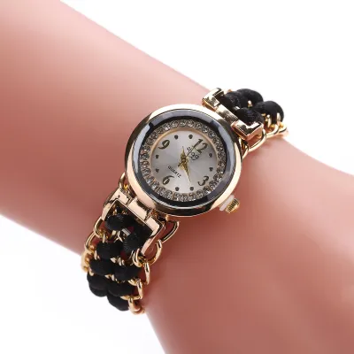 Women's Simple Creative Round Dial Braided Rope Bracelet Watch