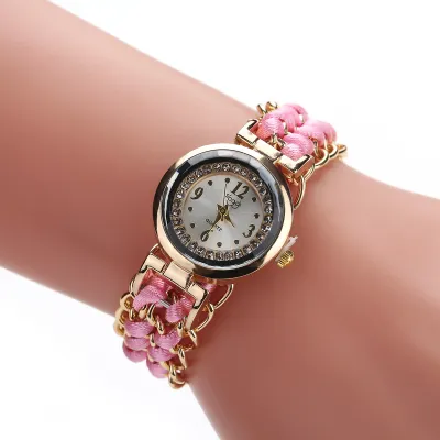 Women's Simple Creative Round Dial Braided Rope Bracelet Watch