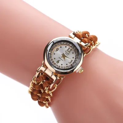 Women's Simple Creative Round Dial Braided Rope Bracelet Watch