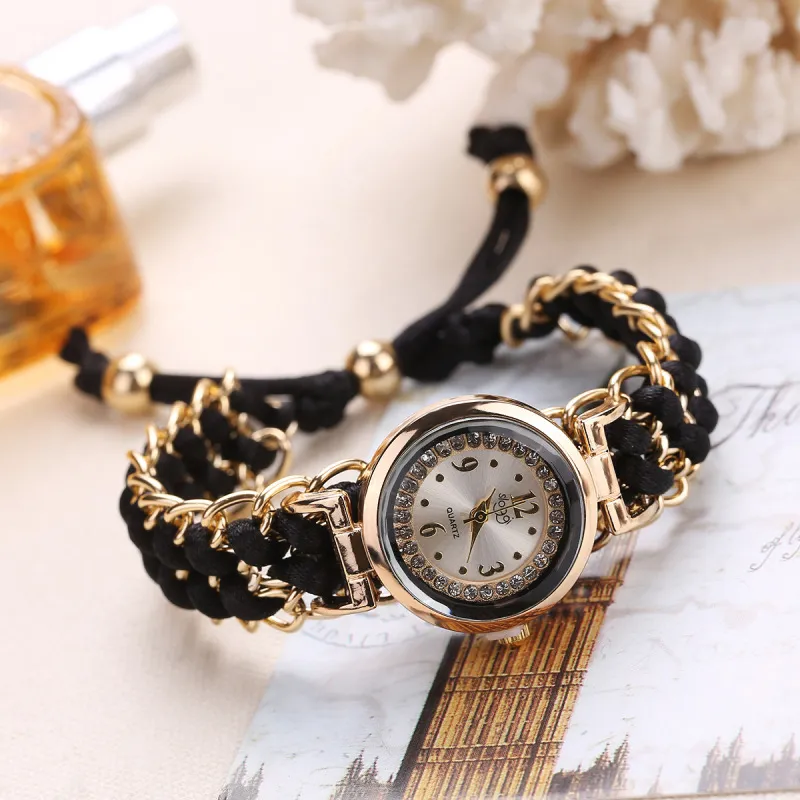 Women's Simple Creative Round Dial Braided Rope Bracelet Watch