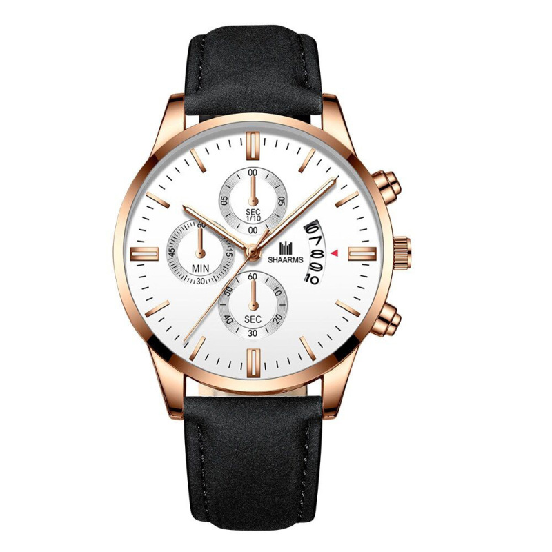 Wholesale Men Fashion Round Dial Calendar Leather Strap