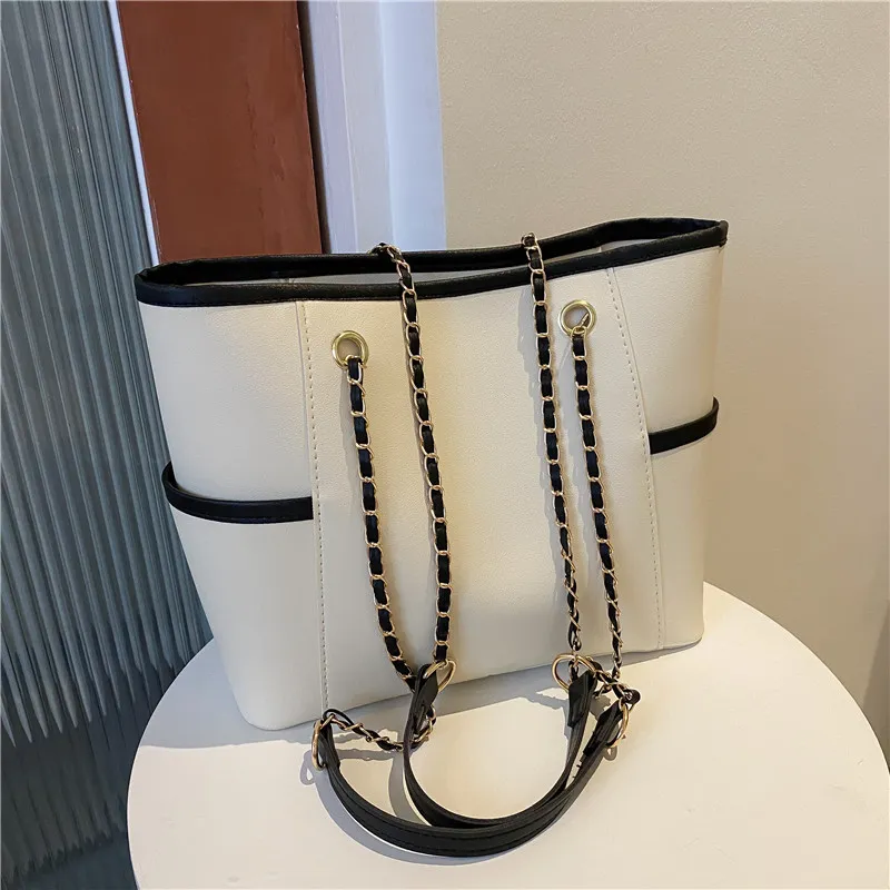 Women Fashion Basic Large Capacity Square PU Shoulder Bag