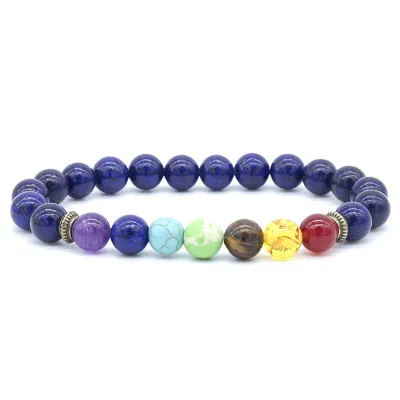 Men's Fashion Colorful Natural Tiger Eye Yoga Energy Beaded Bracelet