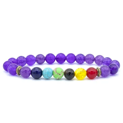 Men's Fashion Colorful Natural Tiger Eye Yoga Energy Beaded Bracelet