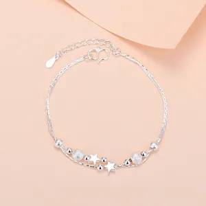 Women Simple Copper Beaded Star Double Layer Bracelet