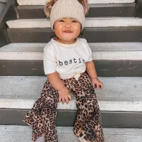 Children Kids Baby Fashion Girls Casual Basic Long Sleeve Leopard Print Princess Dress